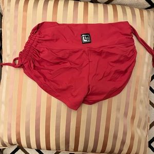 LALA LAND SWIM Red Rouched Shorts